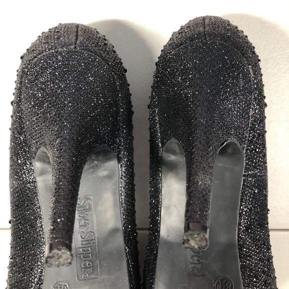 Black gem embellished sparky heels by sliver slipper size 8.5 - Picture 5 of 9